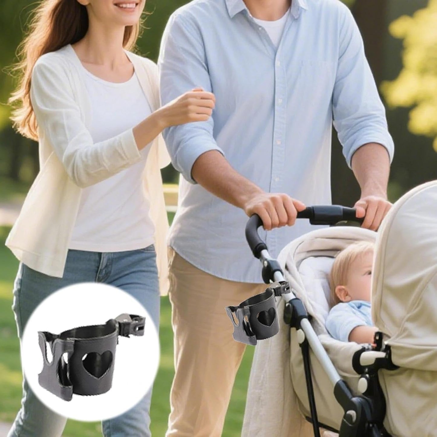 Universal Pram Accessory - Phone & Coffee Cup Holder for Pushchair, Stroller, Buggy