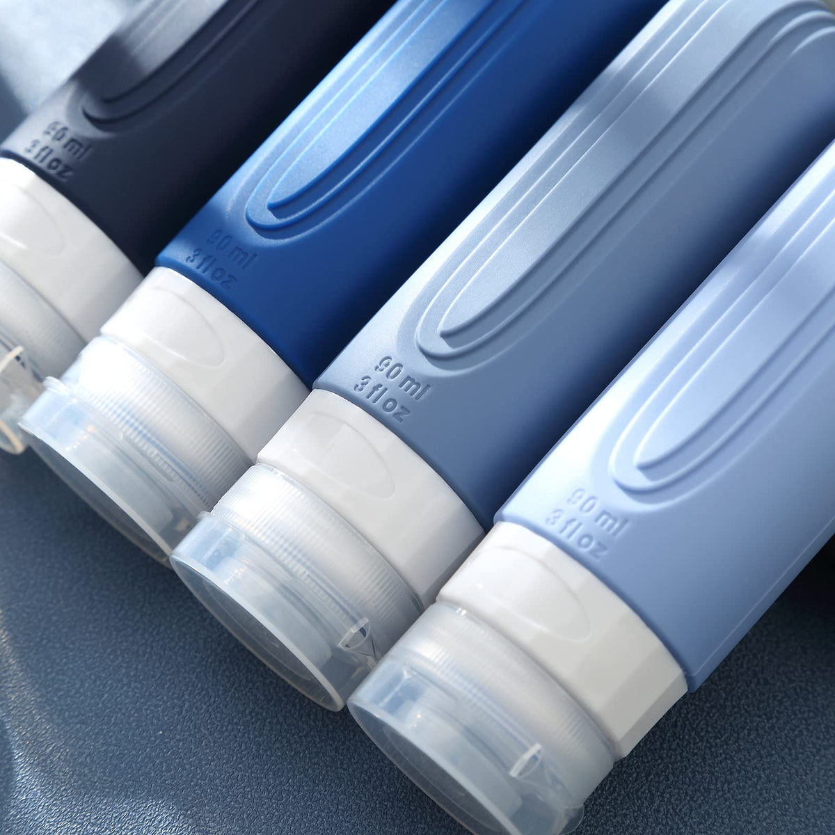 Mrsdry Travel Bottle for Toiletries, Leak Proof Silicone Travel Size 90ml Bottles Refillable Containers for Liquid Shampoo, BPA Free and TSA Approved Travel Accessories with Clear Bag (4 Pack)