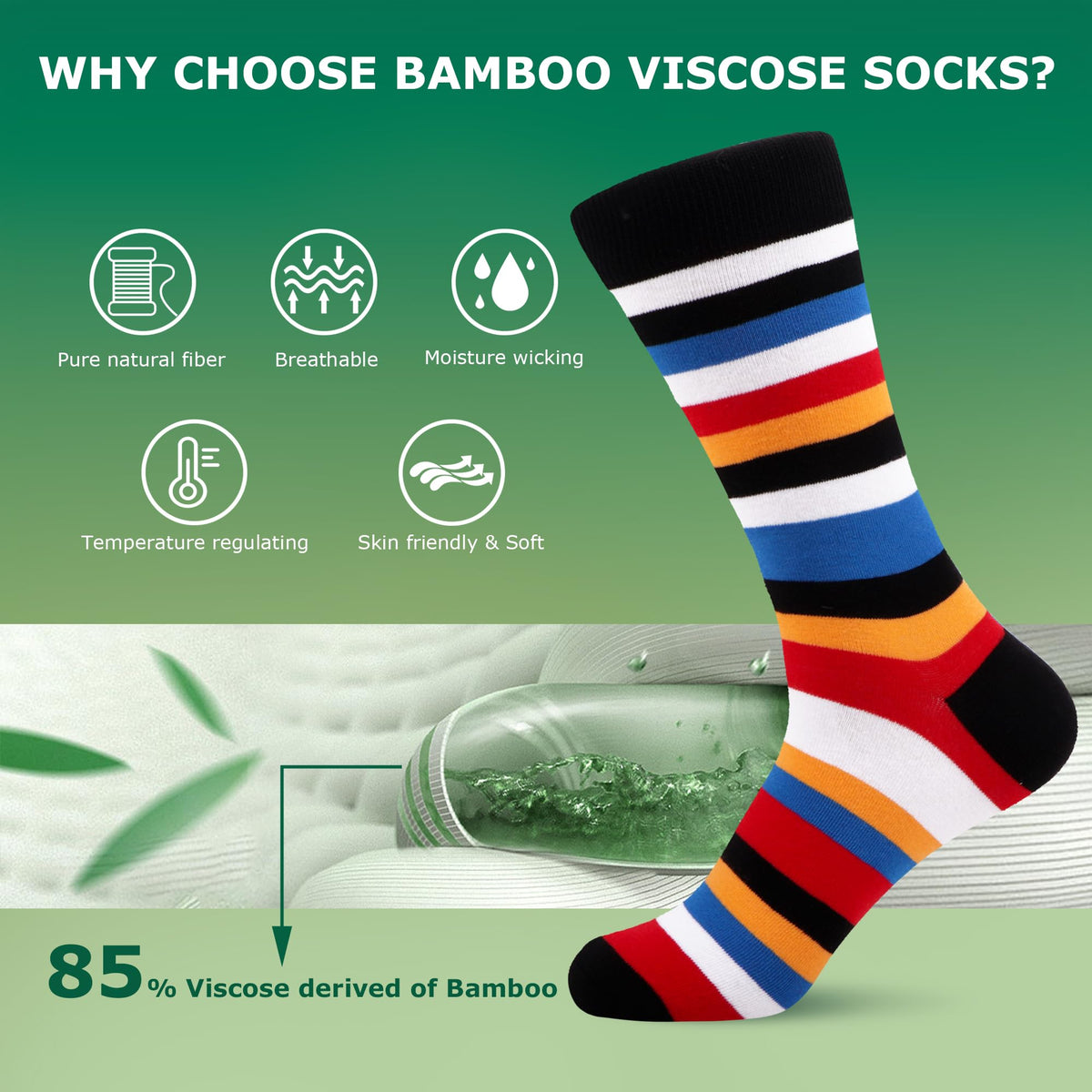 WeciBor Men's Bamboo Seamless Socks 6/12 Pack