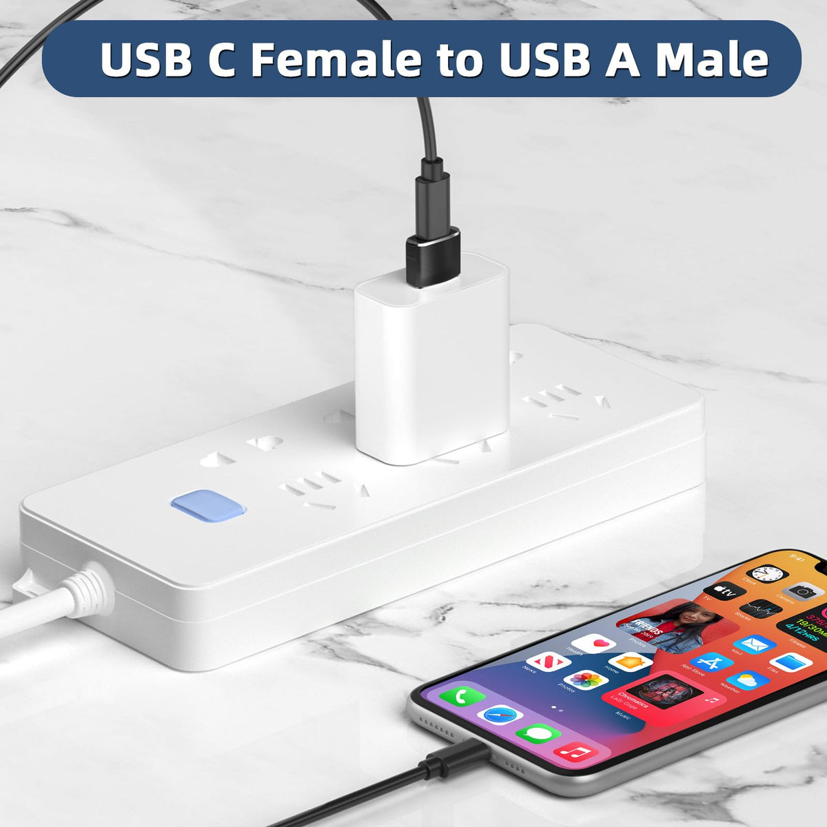 USB C to USB Adaptor, USB to USB C Adapter 3-Pack Charger Cable Converter