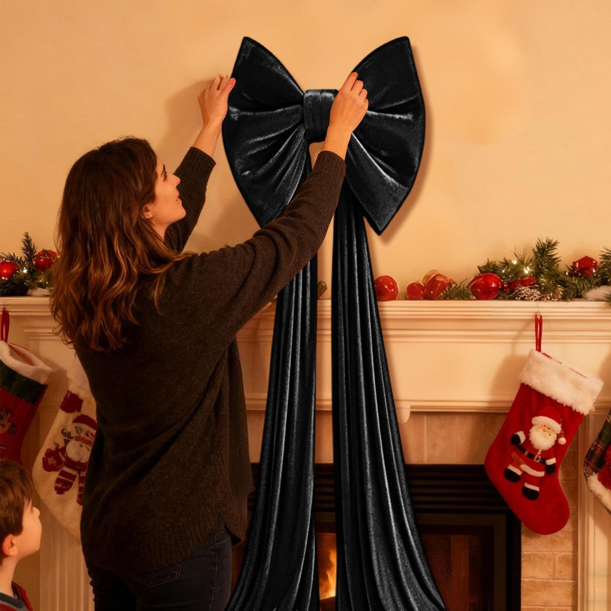Large Christmas Tree Topper Bow, 200CM Giant Velvet Christmas Tree Bows