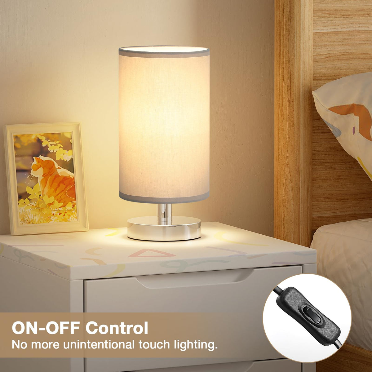 Aooshine Bedside Lamps, 3000K Warm Table Lamp for Bedroom Living Room