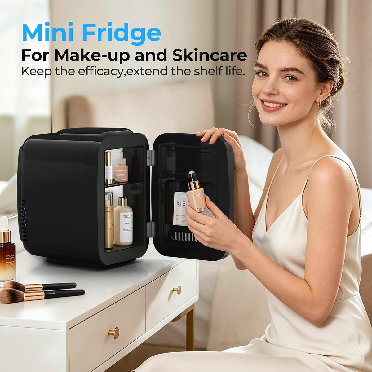 BEICHEN Mini Fridge 4 Litre/6 Cans |AC/USB| for Home Car,Ultra-Quiet <25dB
