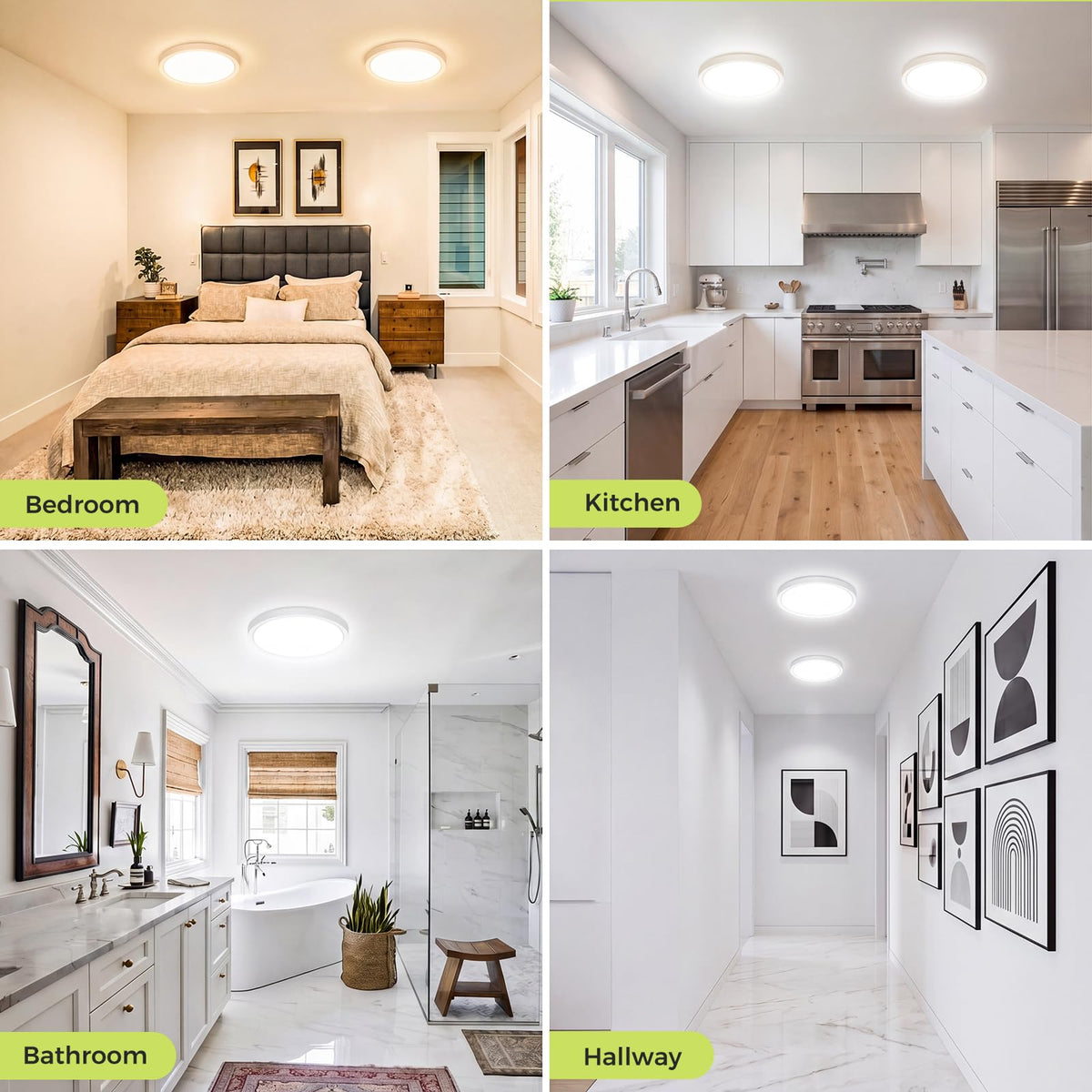 hepside 2 Pack Bathroom Ceiling Light 30cm, 3000K/3500K/4000K/5000K/6500K 5CCT LED Ceiling Lights, 24W, Modern, Waterproof, Round Flush Mount for Bathroom, Kitchen, Bedroom, Hallway