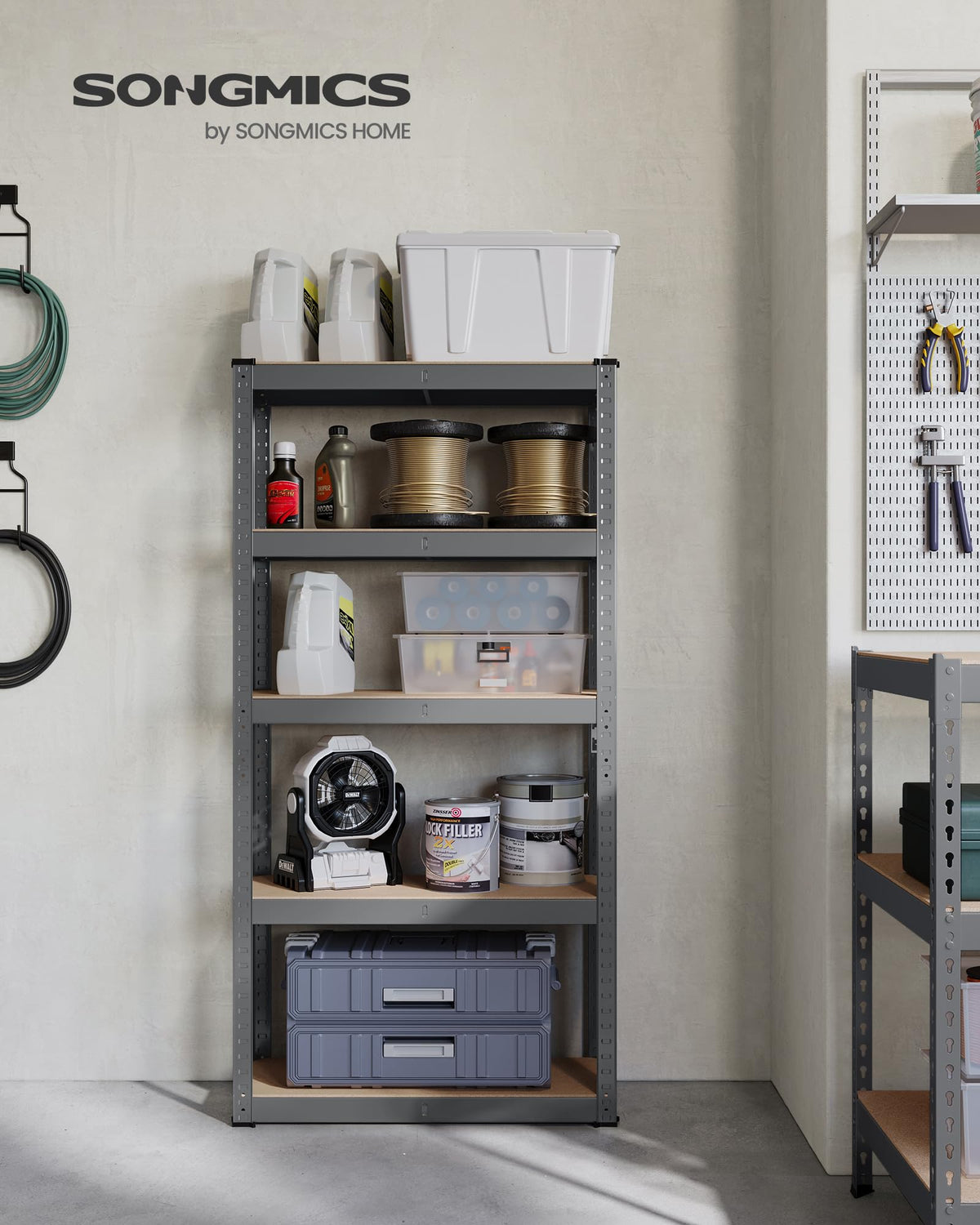 SONGMICS 5-Tier Heavy-Duty Shelving Units, Set of 2, Boltless Assembly