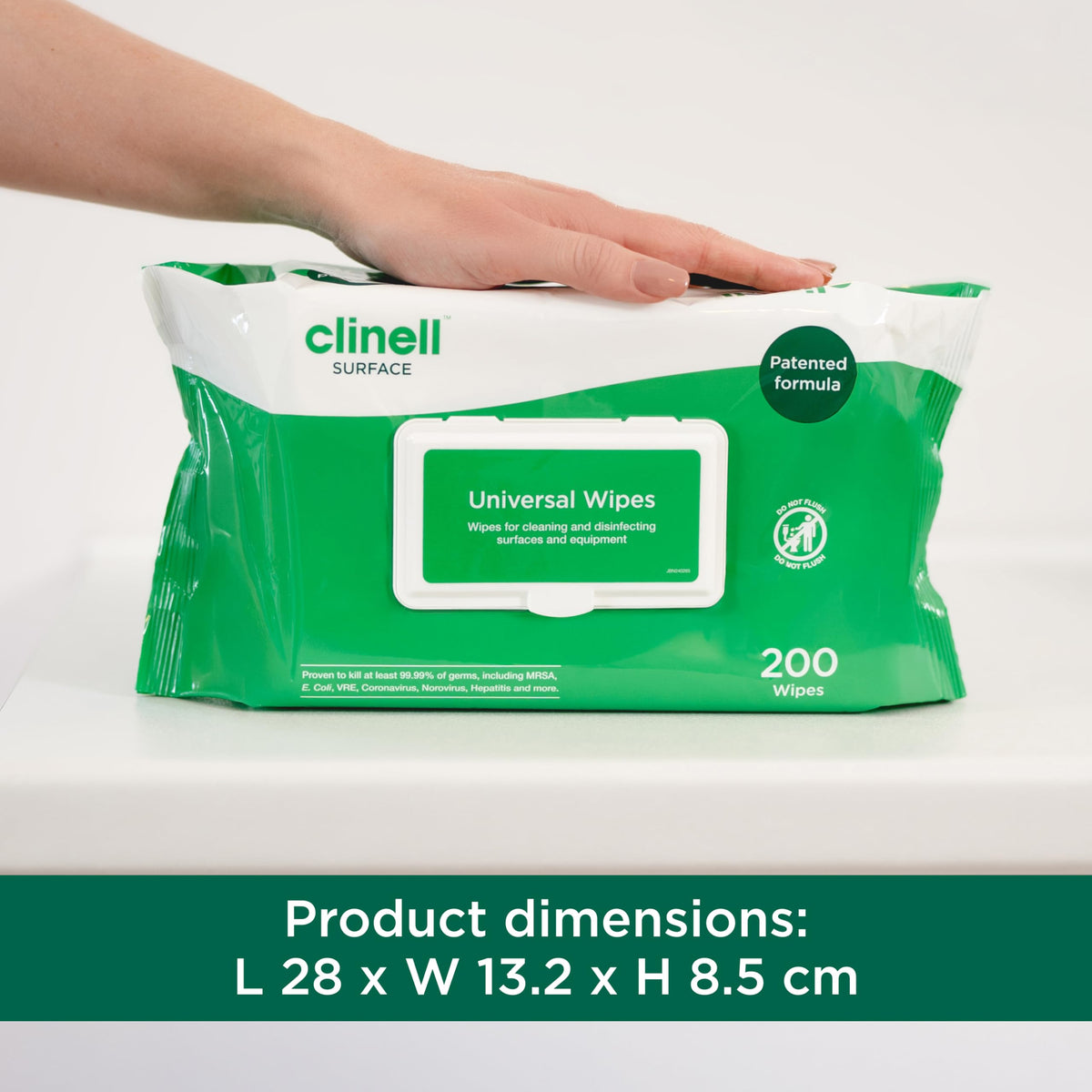 Clinell Universal Cleaning and Disinfectant Wipes - Pack of 6, 1200 Wipes - Multi Surface, Kills 99.99% of Germs, Quick Action, Green, Pleasant Fragrance