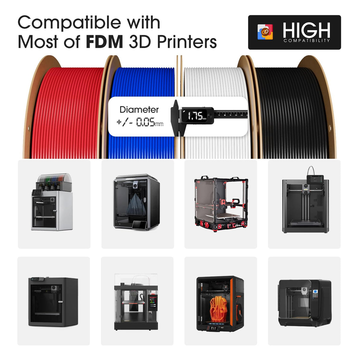 eSUN PLA Filament 1.75mm 1KG(2.2LBS), 3D Printer Filament PLA, Black