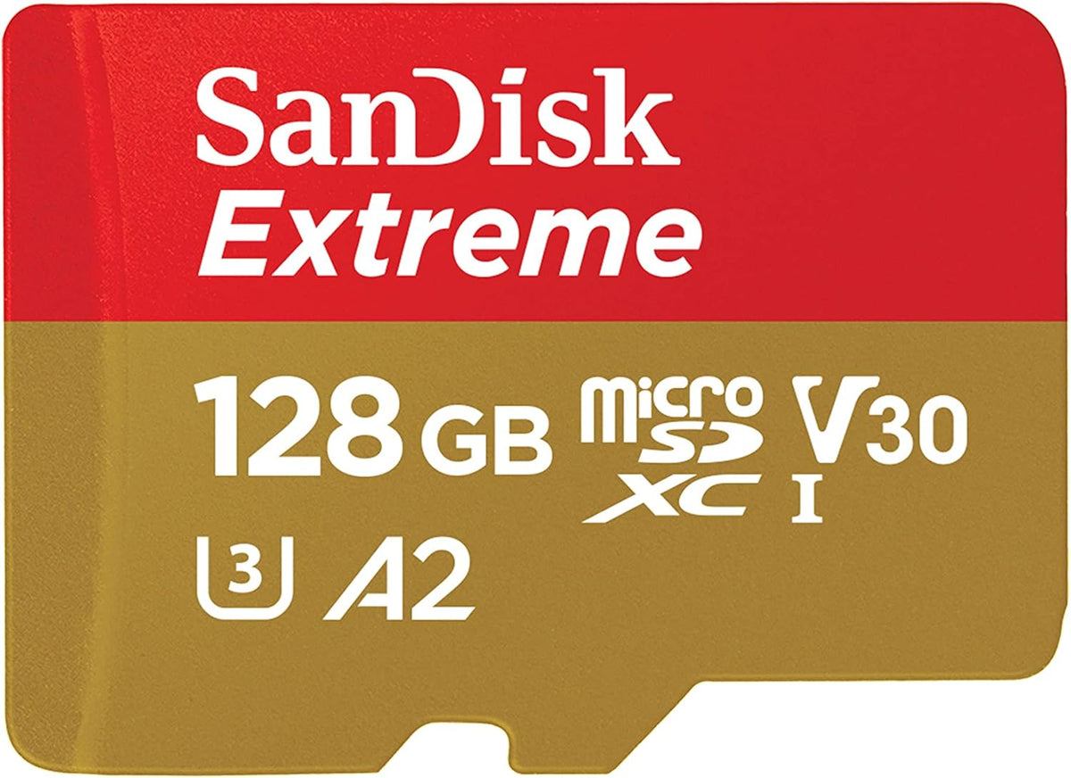 SANDISK Extreme microSD Card + Adapter 128GB, Up to 190MB/s Read Speeds
