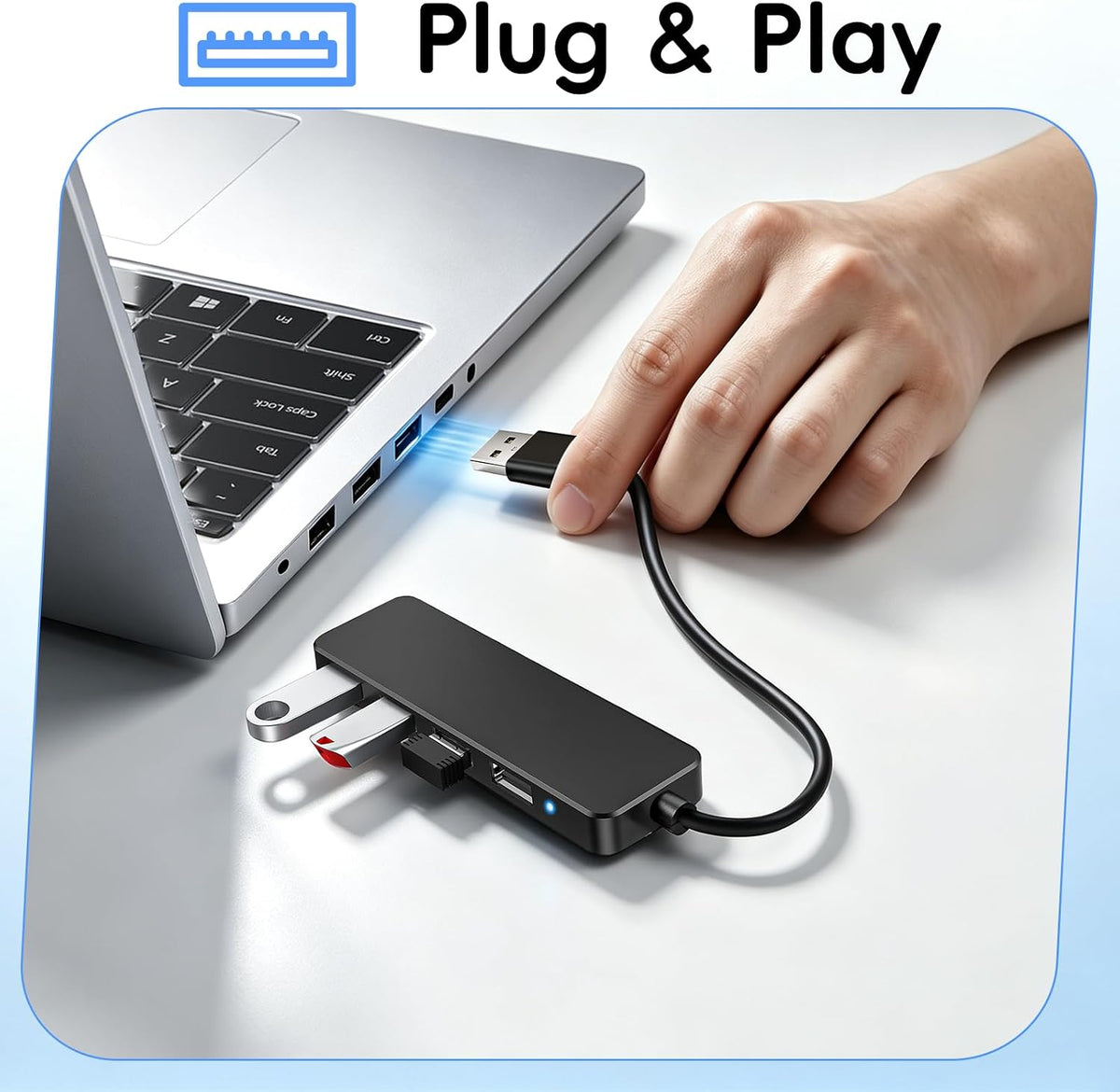 USB Expander Hub Splitter 4 Ports Adapter Dock Cord Ultra-Slim,Multi USB Cable Lead for PC,Laptop,NoteBook,MacBook,Desktop,ChromeBook,Surface Pro,Flash Drives,Mobile HDD Under £4