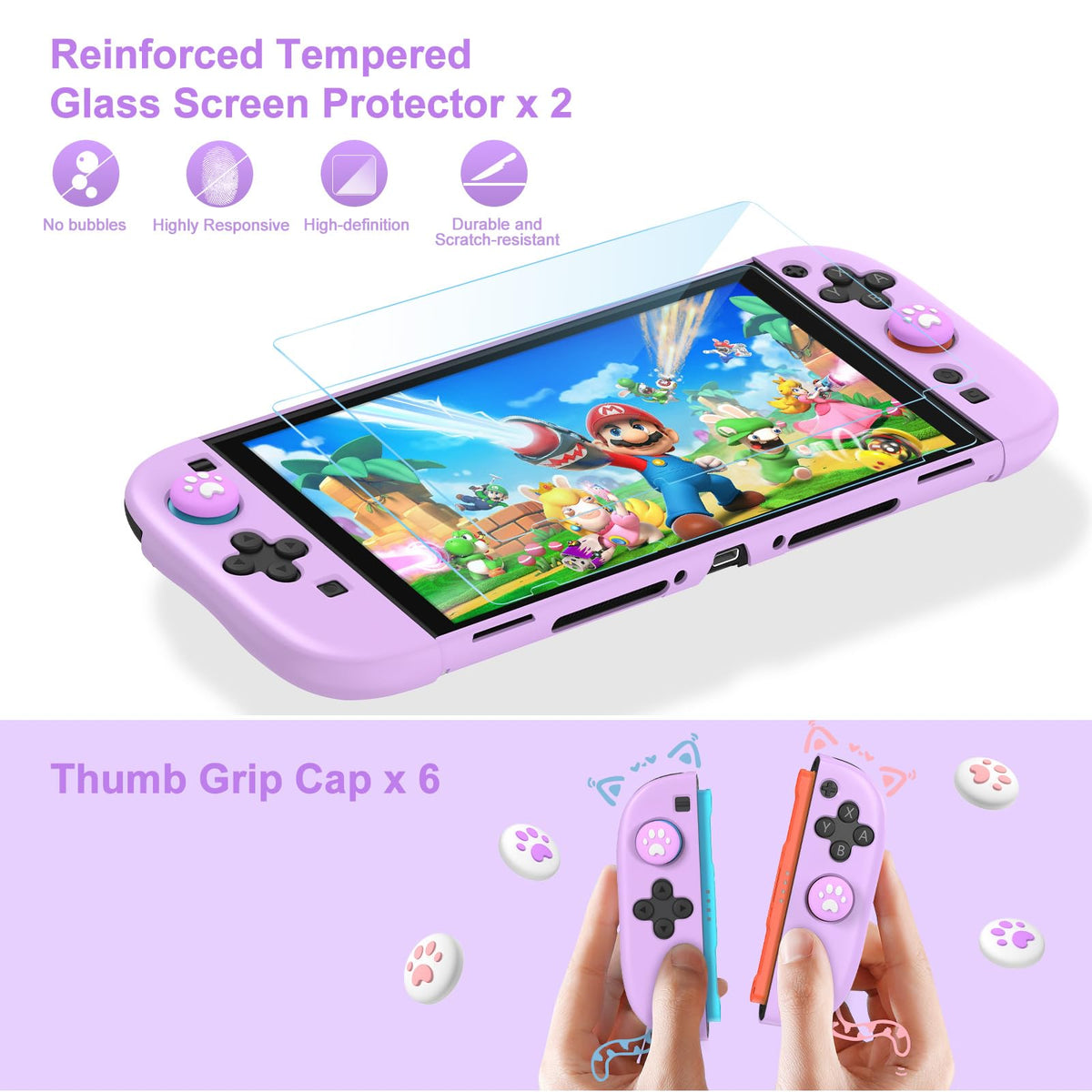 Younik Switch Accessories Bundle, 17 in 1 Switch Accessories Kit for Girls Include Switch Carrying Case with 9 Game Card Slots, Adjustable Stand, Protective Case for Switch Console & J-Con (Blue)