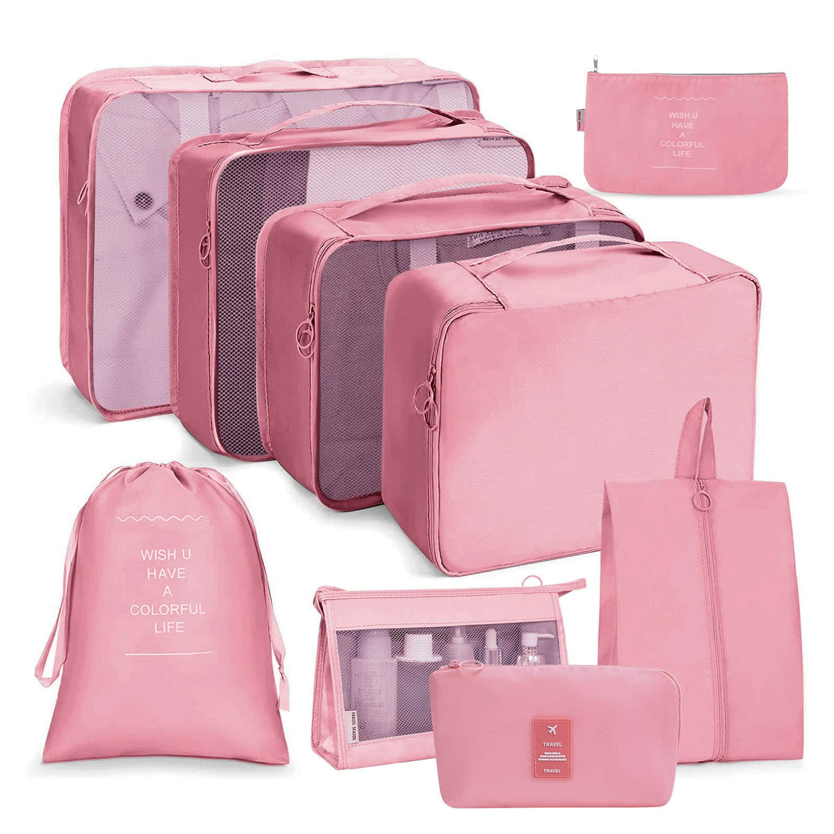 OSDUE Packing Cubes for Suitcase, 8PCS Thickening Travel Organiser Packing Bags Lightweight Travel Accessories Organizers Essentials Clothes Shoes Cosmetics Toiletries Storage Bags
