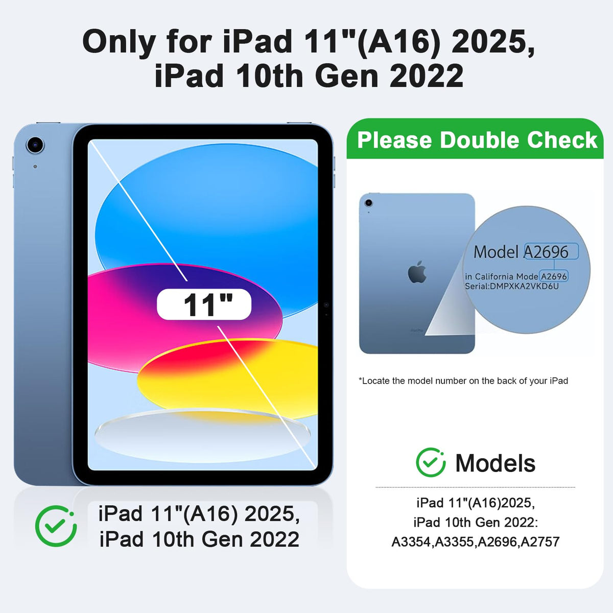 TOPESCT 2-Pack Screen Protector for iPad (A16) 11th/10th Generation (2025/2022,11 inch/10.9 Inch),9H Tempered Glass Film (iPad 11th/10th Generation（2025/2022), 2 Pack