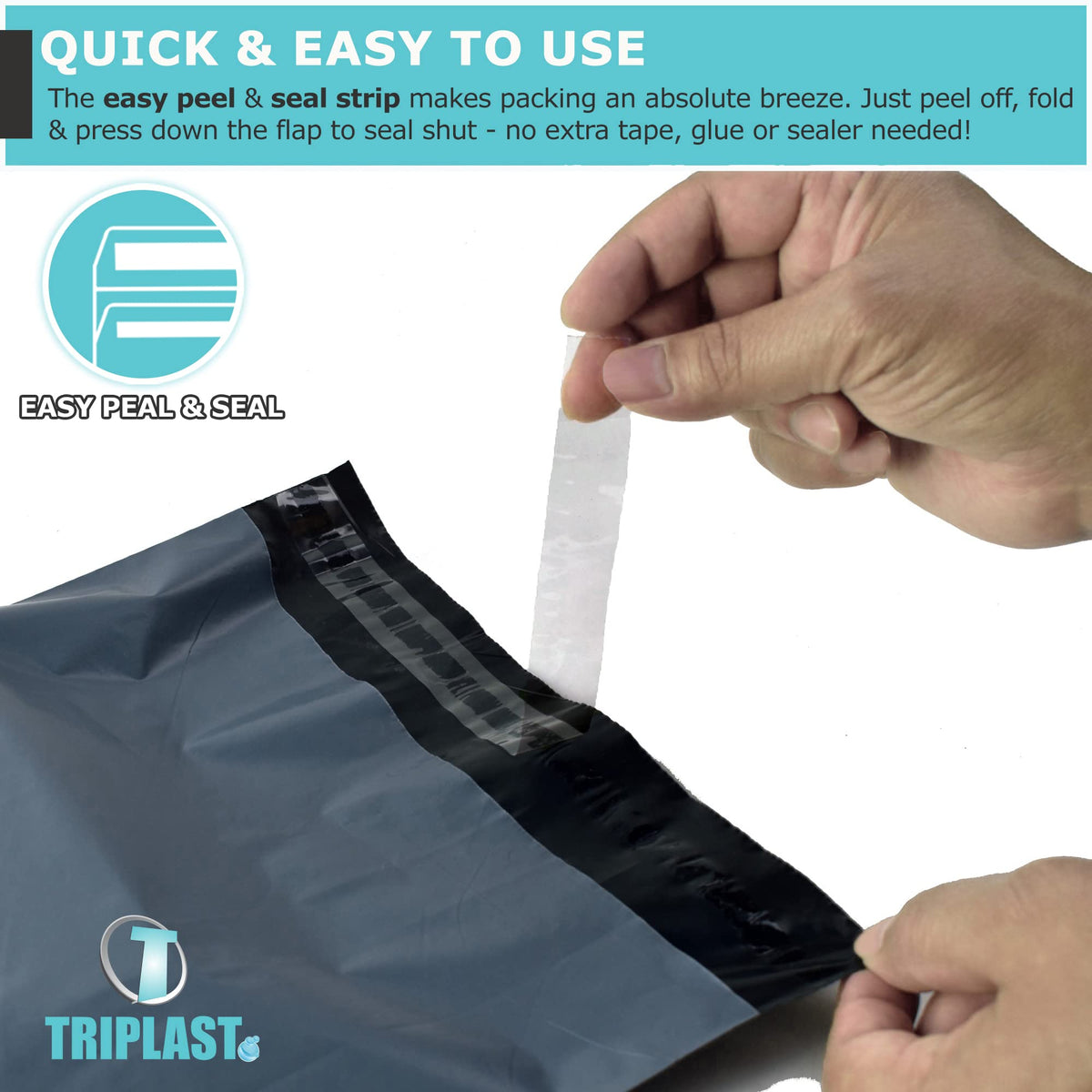 Triplast 6 x 9-Inch Plastic Mailing Postal Bag - Grey (Pack of 100)