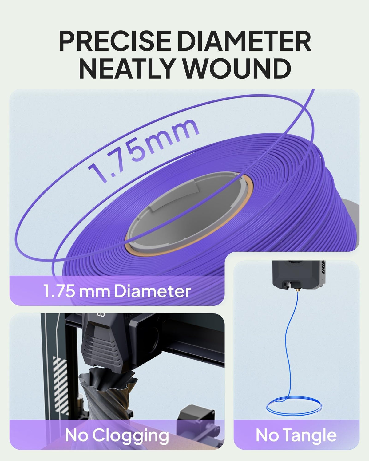 ELEGOO PLA Basic Refill 3D Printer Filament 1.75mm Red 1KG, Easy Storage