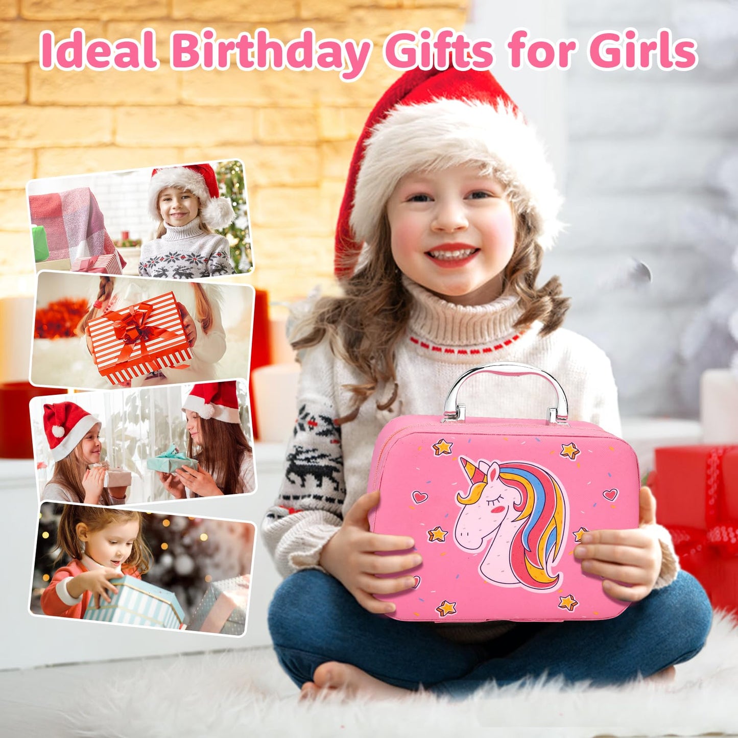 Flybay Kids Makeup Sets for Girls, Washable Make Up Set Girl Toys, Girls Make Up Set with Vanity Case, Princess Play Games Children Toys Christmas Birthday Gifts for Girl Ages 4-9