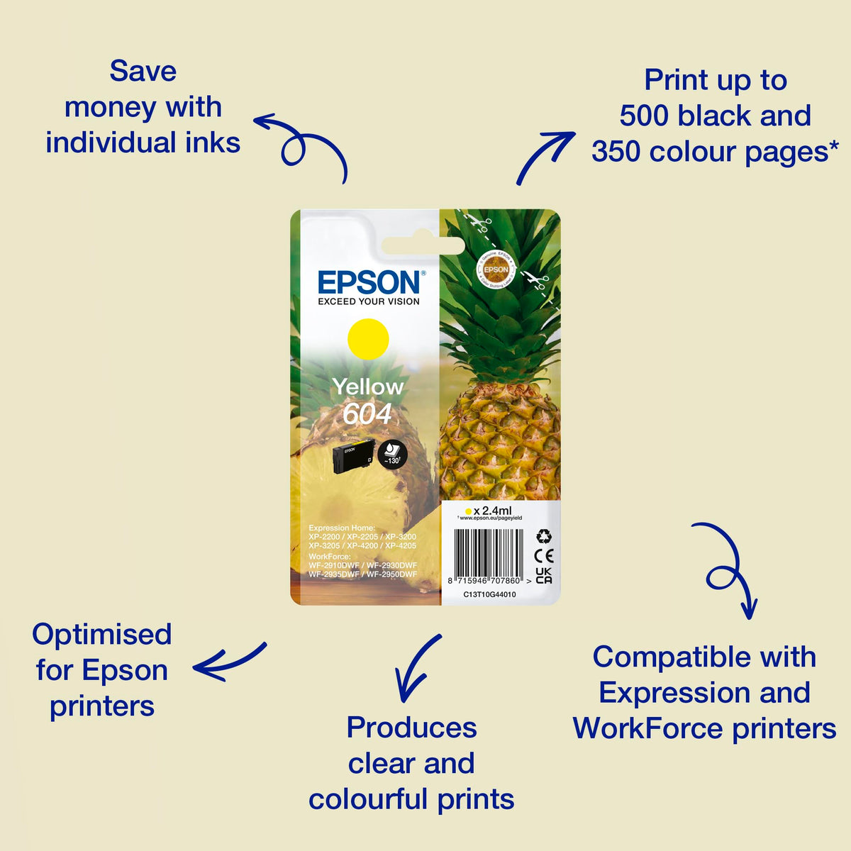 Epson 604 Pineapple, Genuine Multipack, 4-colours Ink Cartridges