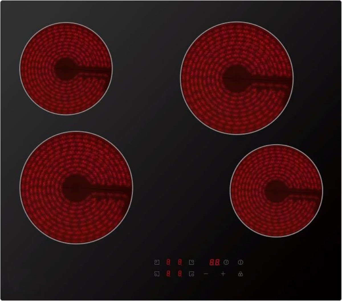 Cookology 60cm Electric Ceramic Hob - 4 Zone - 6000W - Touch Controls