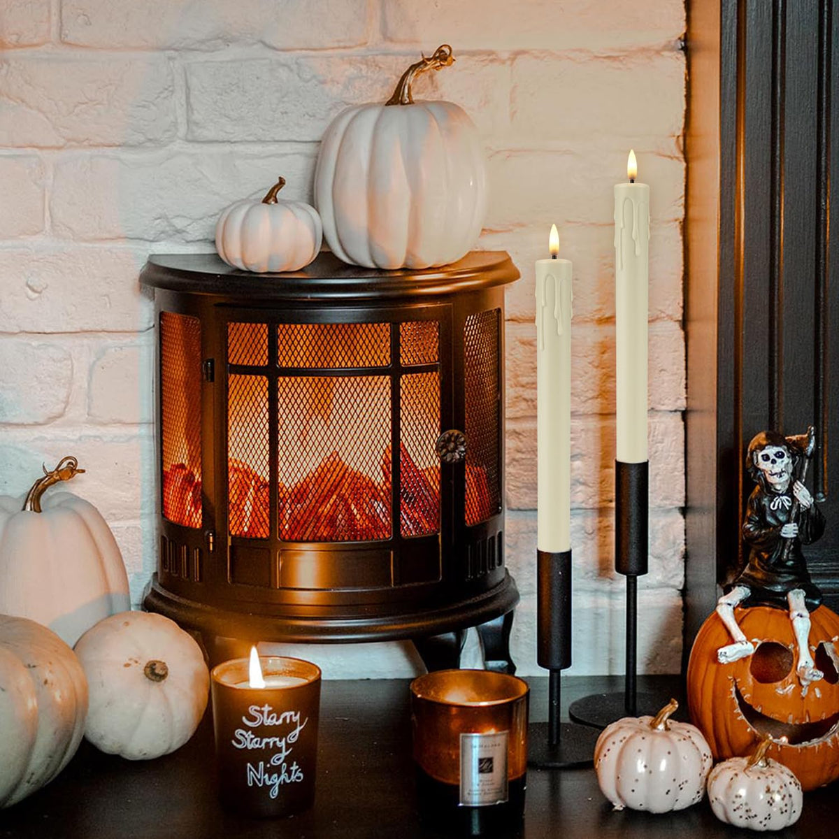 LIVEN Flickering Flameless Candles Battery Operated with Remote,Led Pillar Candles with Realistic Moving Wick Candles for Halloween,Christmas,Home Decor Pack of 12 (D2.2 xH 5" 6" 7")(White)