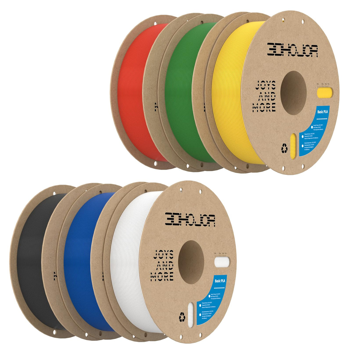3DHoJor Basic PETG Filament 1.75mm 1kg*2 Bundle for 3D Printers-2Pack Black