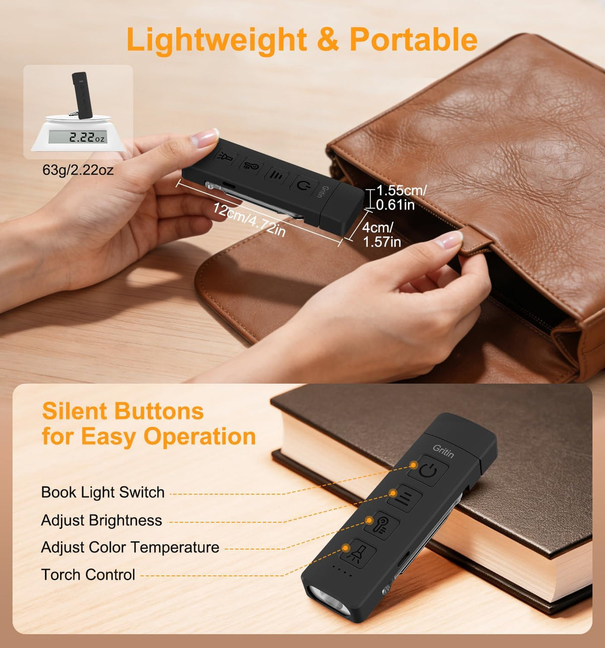 Gritin 2026 Gen 2 Rechargeable Book Light,2-in-1 Reading Light & Torch