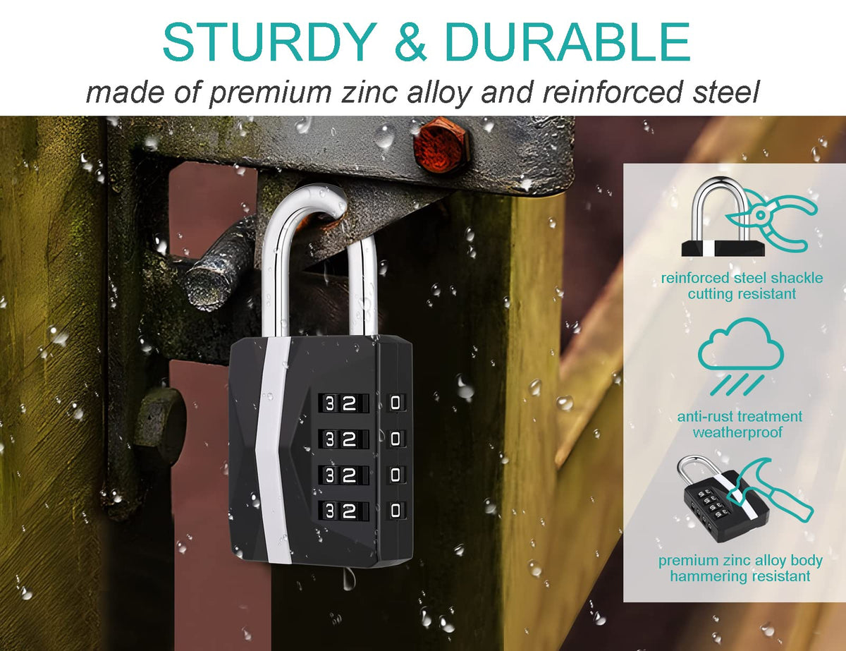 ZHEGE Combination Padlock, 4 Digit Coded Padlock (Sky Blue)