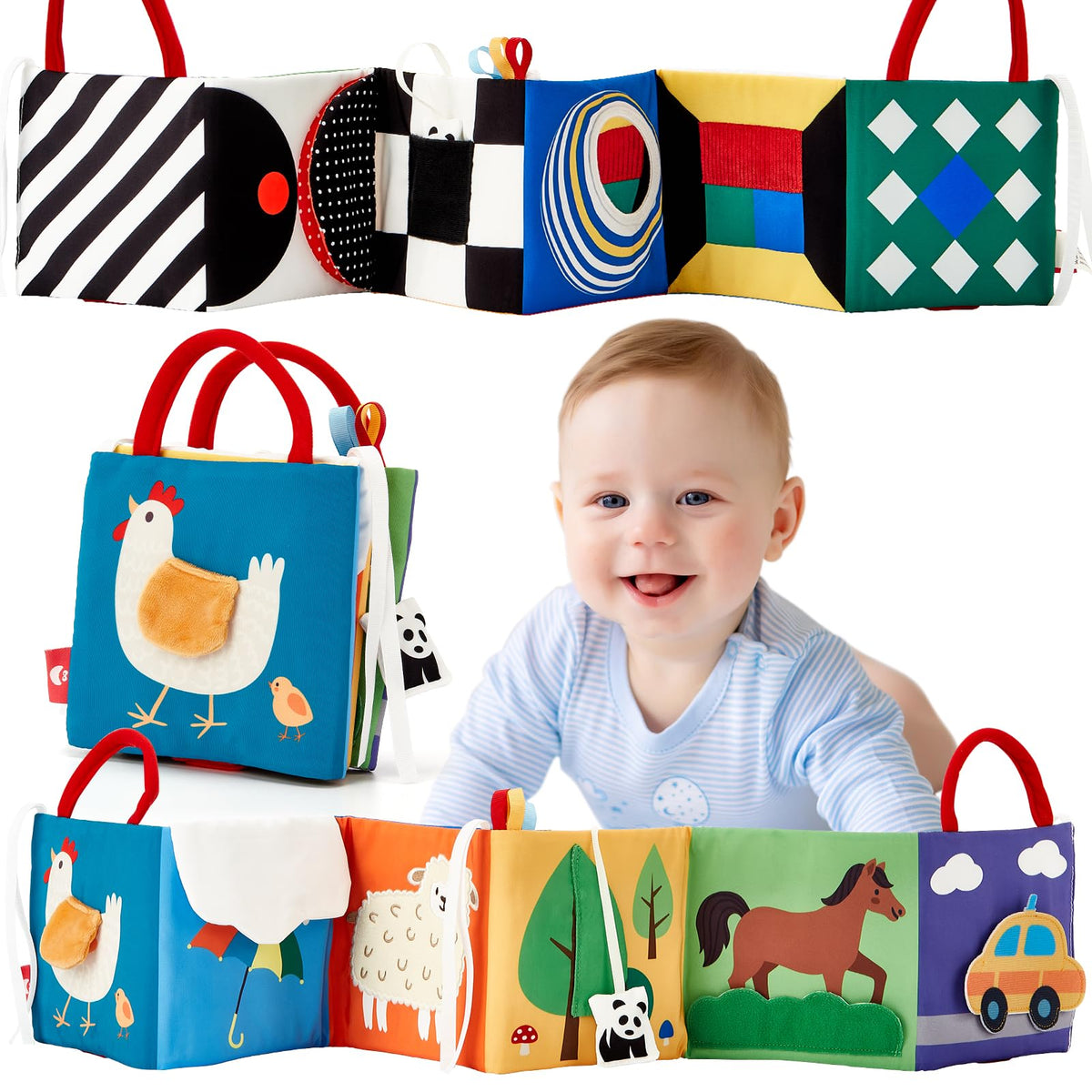 hahaland Baby Books 0-6 Months, Soft Cloth Newborn Books Toy for Babies