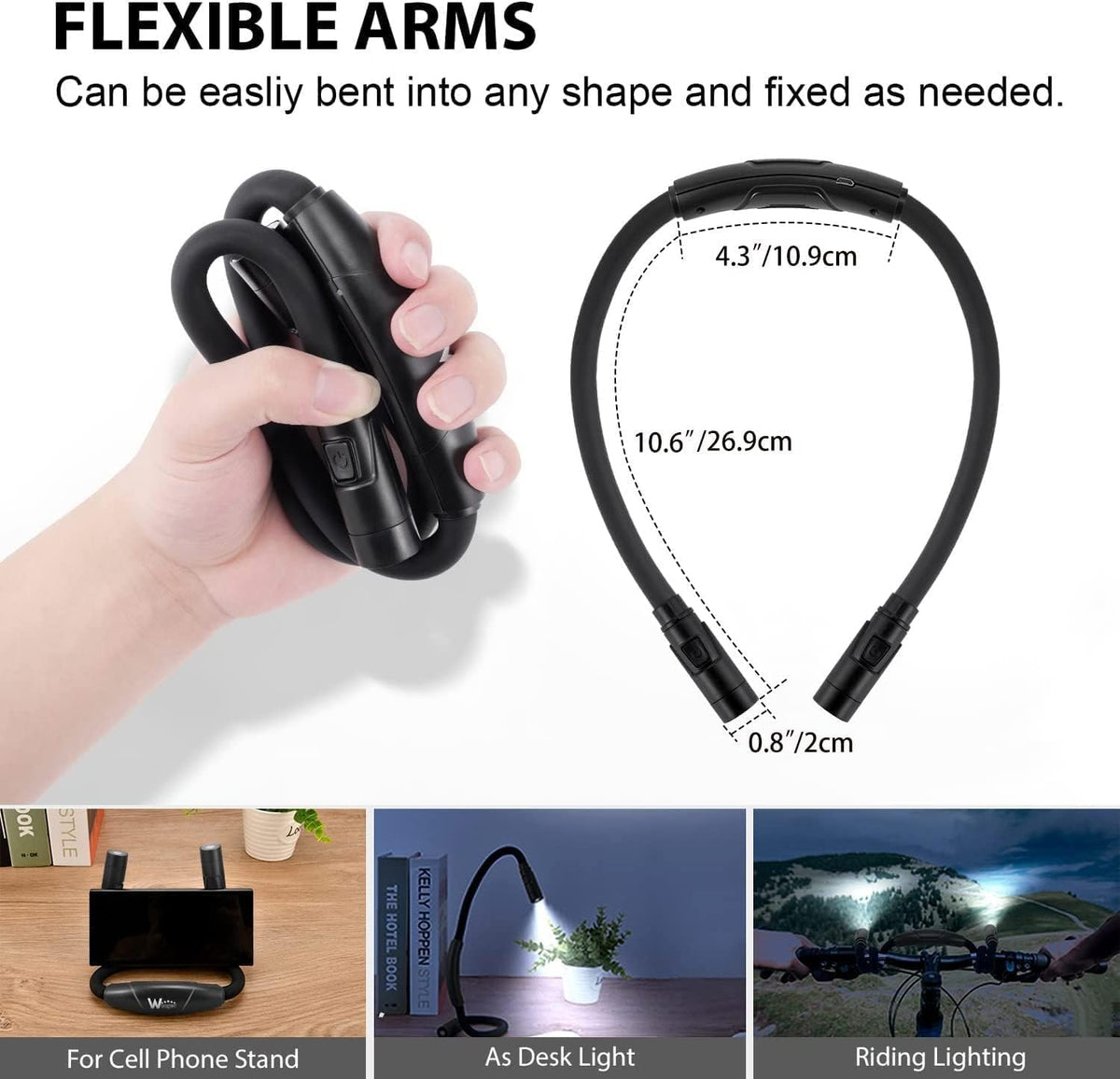 LUXJET Rechargeable Neck Book Light Night Lamp for Reading (Dark Blue)