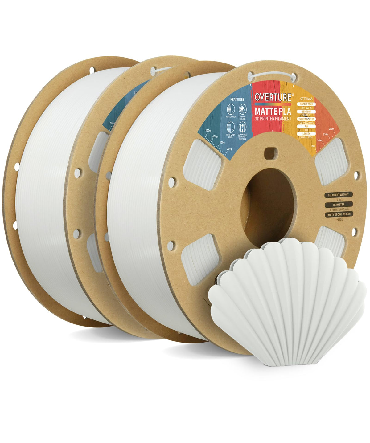 OVERTURE Matte PLA 3D Printer Filament 1.75mm, 1kg Light Brown