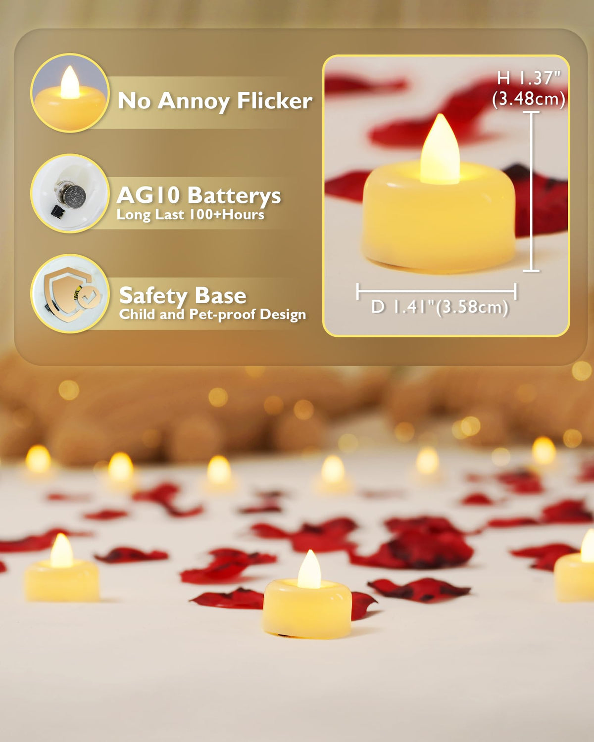 AMAGIC 24 Pack Battery Operated Flameless LED Tea Lights Candles Electric
