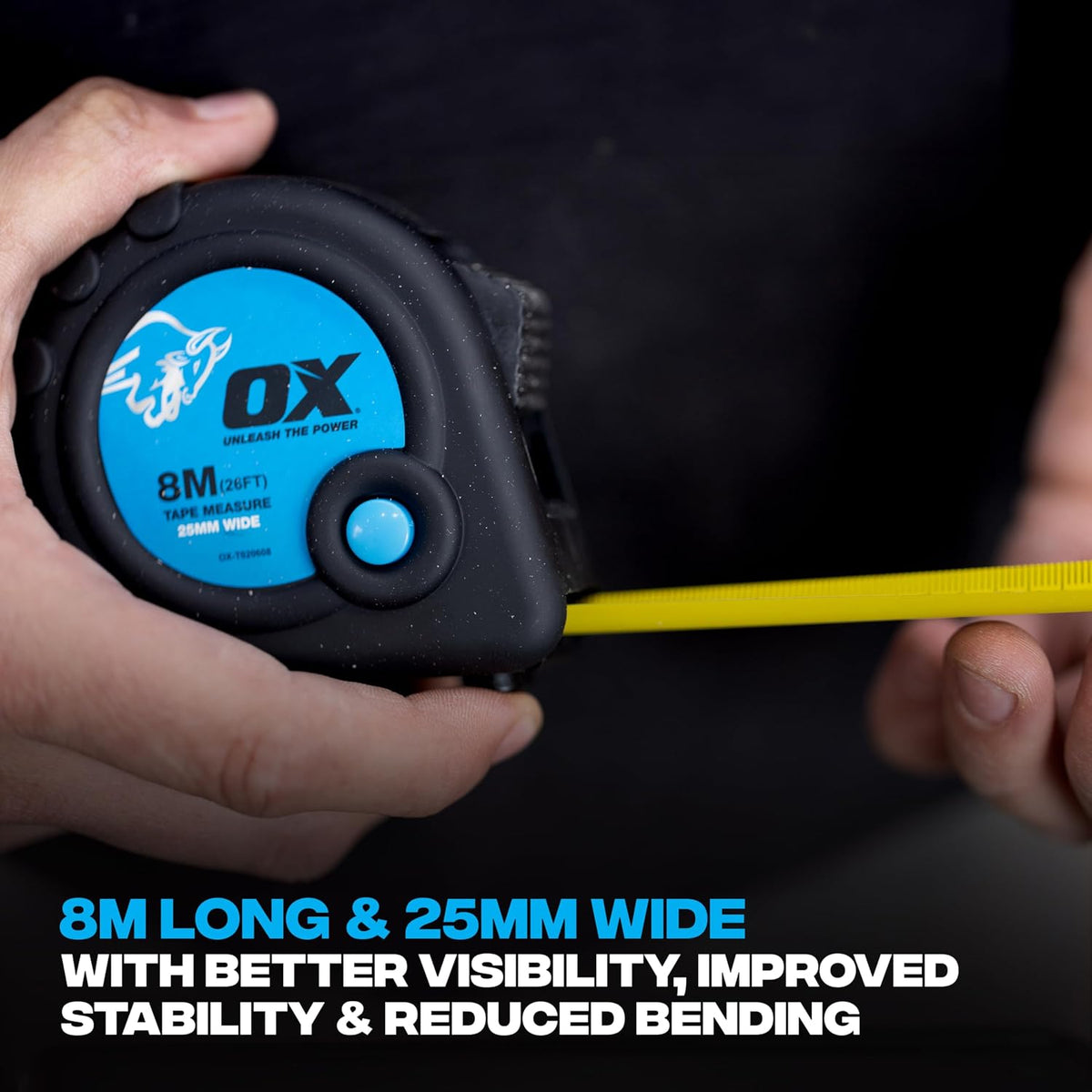 OX Trade 8m Tape Measure Twinpack - Metric & Imperial, Nylon Coated Blade