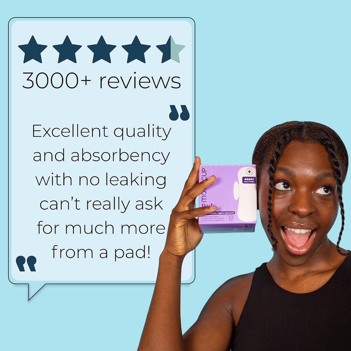 Mooncup Pads with Wings - Biodegradable Pads Made with Organic Cotton for Irritation-Free Period Care - Leakproof, Plastic-Free, Highly Absorbent Protection for Sensitive Skin - (20) Heavy/Night