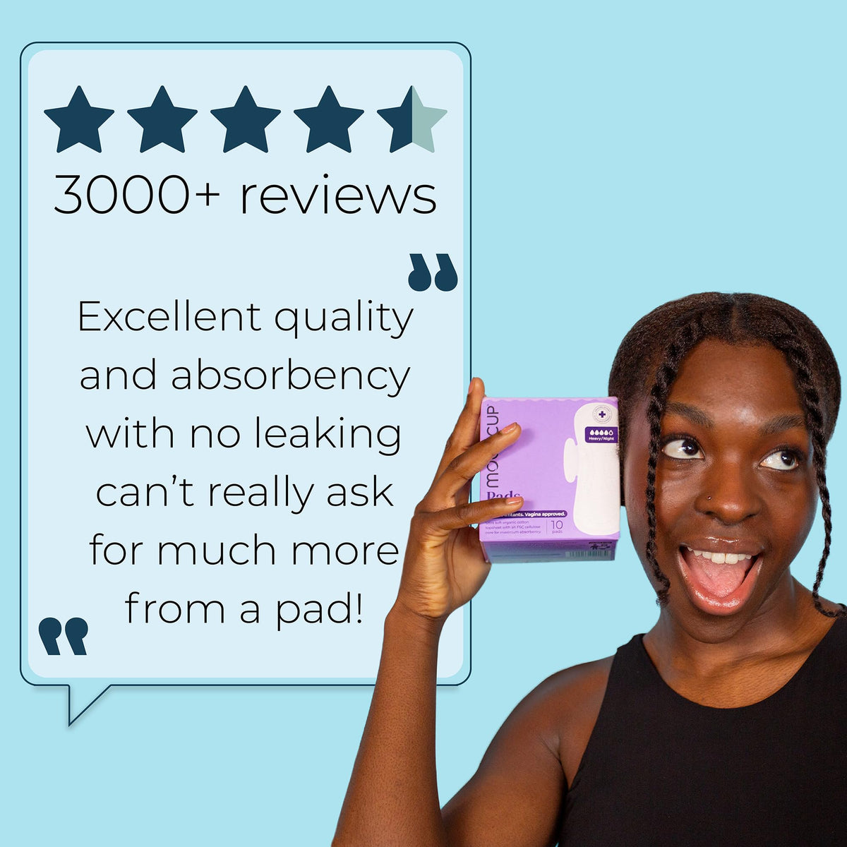 Mooncup Pads with Wings - Biodegradable Pads Made with Organic Cotton for Irritation-Free Period Care - Leakproof, Plastic-Free, Highly Absorbent Protection for Sensitive Skin - (20) Heavy/Night