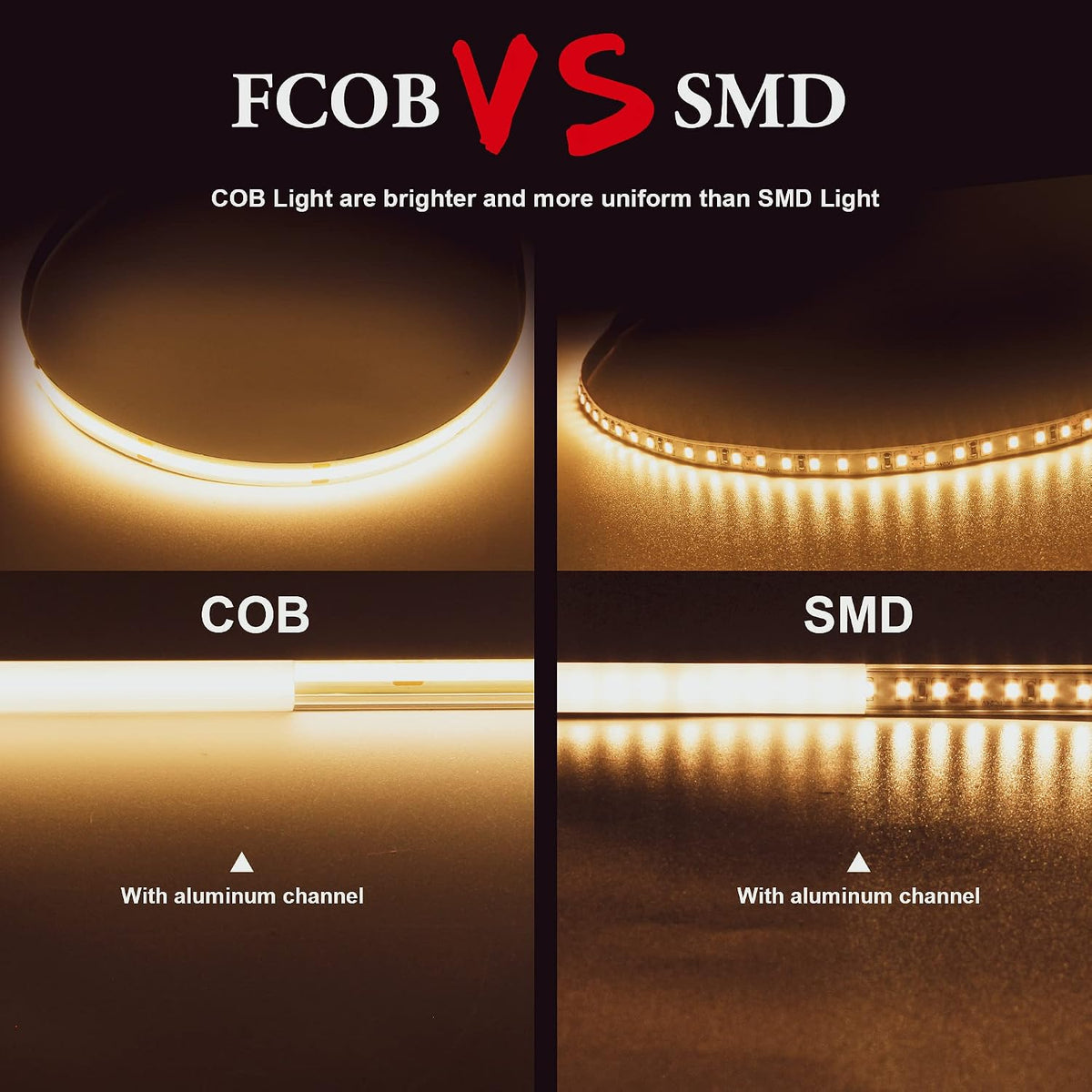 TTWAY COB LED Strip Lights 2700K, Dimmable LED Strip Kit, Super Bright 24V LED Tape Lights CRI90+ with RF Remote and UKCA Power Supply for DIY Home Decoration, 5M, 2400LEDs, Warm White.