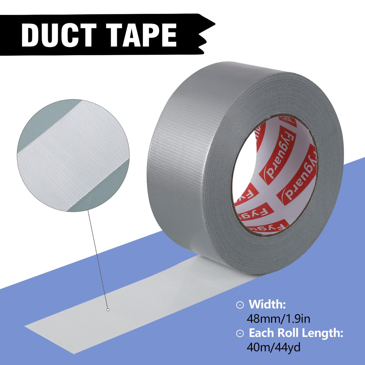 3 Rolls Duct Tape 48mm x 18m 8.5Mil, Silver Gaffer Tape 210μ