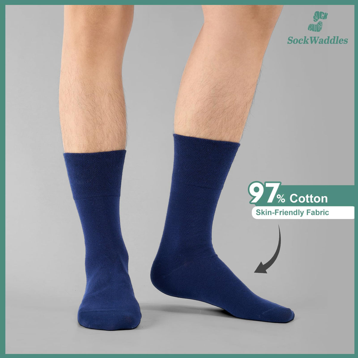 SockWaddles Diabetic Socks for Men & Women, 6 Pairs, Soft Loose Top