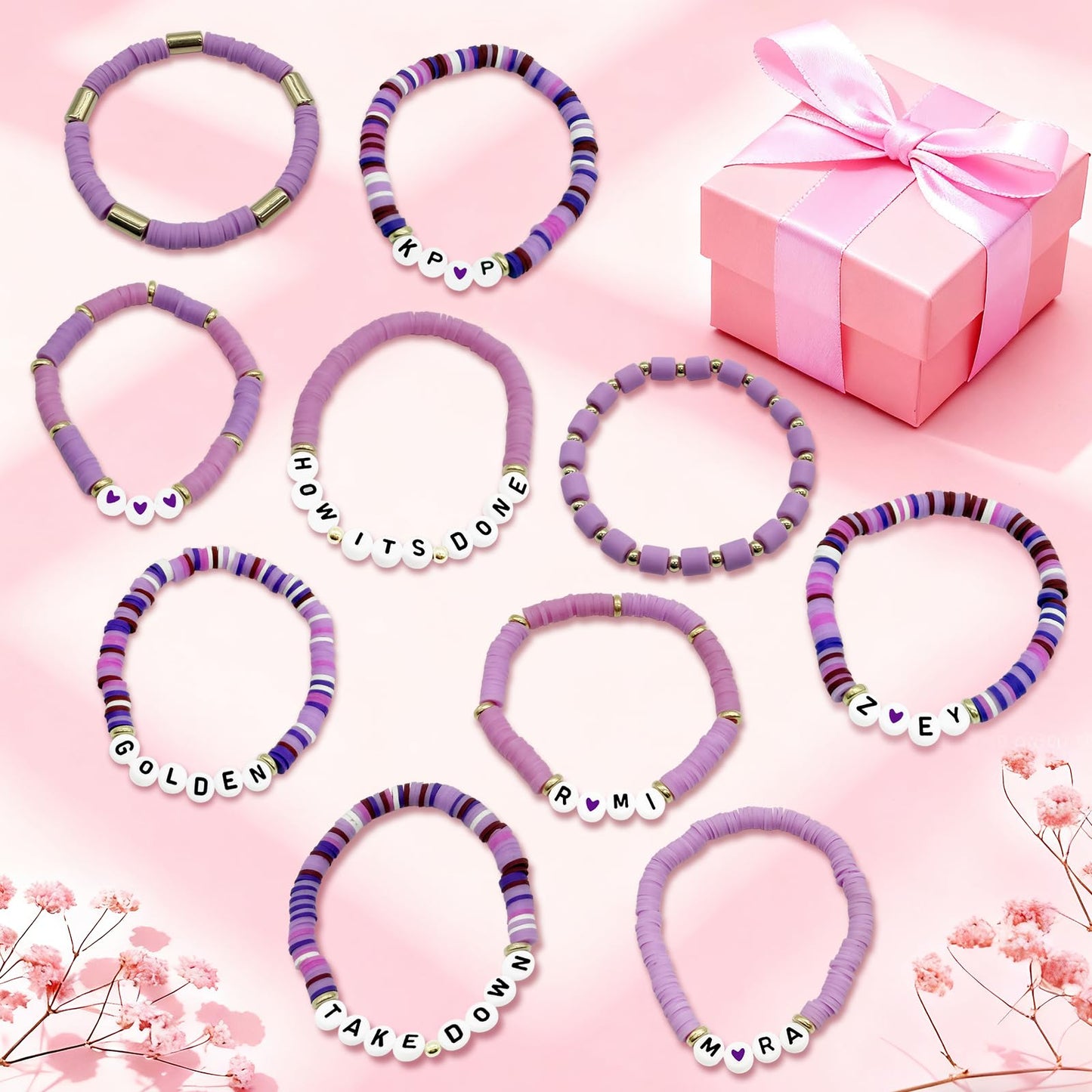 For Grils Bracelet Korea-pop DemOn Friendship Merch Bracelets Stackable Stretch Hunters Singer Inspired Letter Bracelets for Girls Women Fans Valentine's Day Birthday Easter Gifts