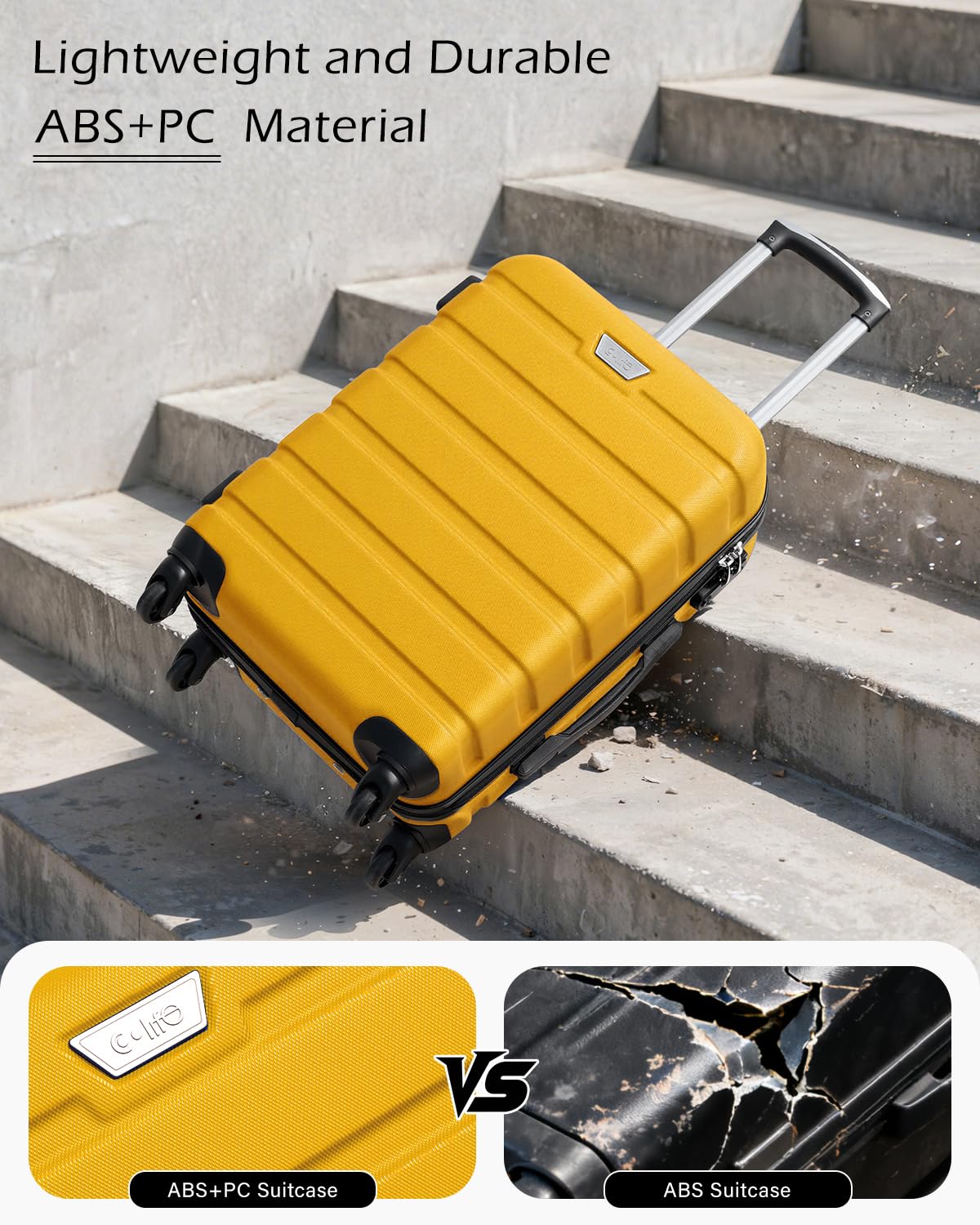 COOLIFE 28 Inch Large Suitcase, ABS+PC, Lightweight Hard Shell Luggage