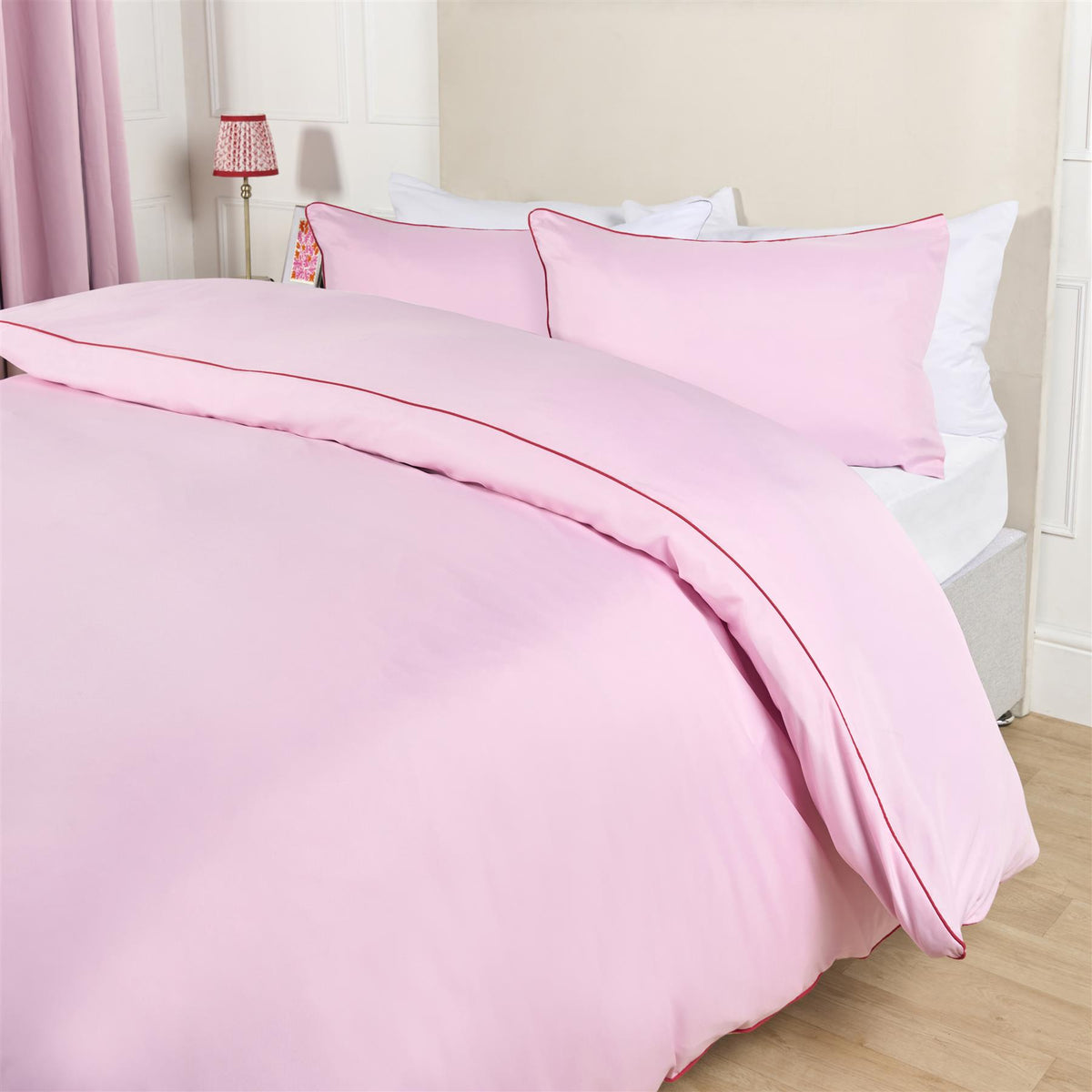 OHS Piped Edge Duvet Cover Set Soft Quilt Pillowcase Bedding Double King Size