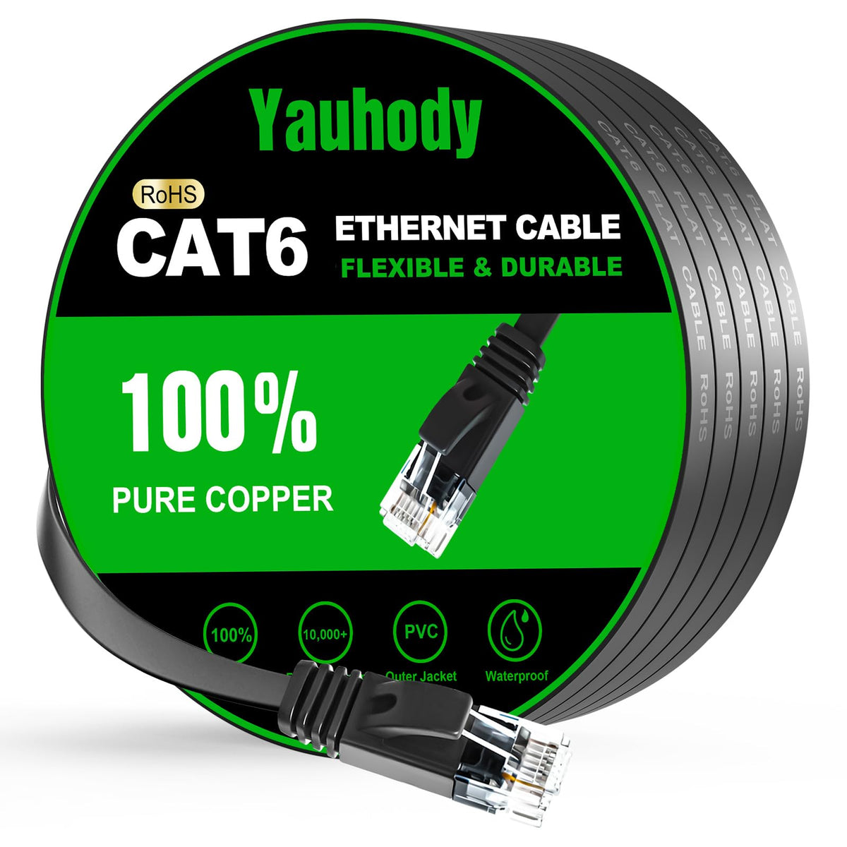 Yauhody Ethernet Cable 6m, 1Gbp/s Gigabit Internet Cable Cat 6 6m, White
