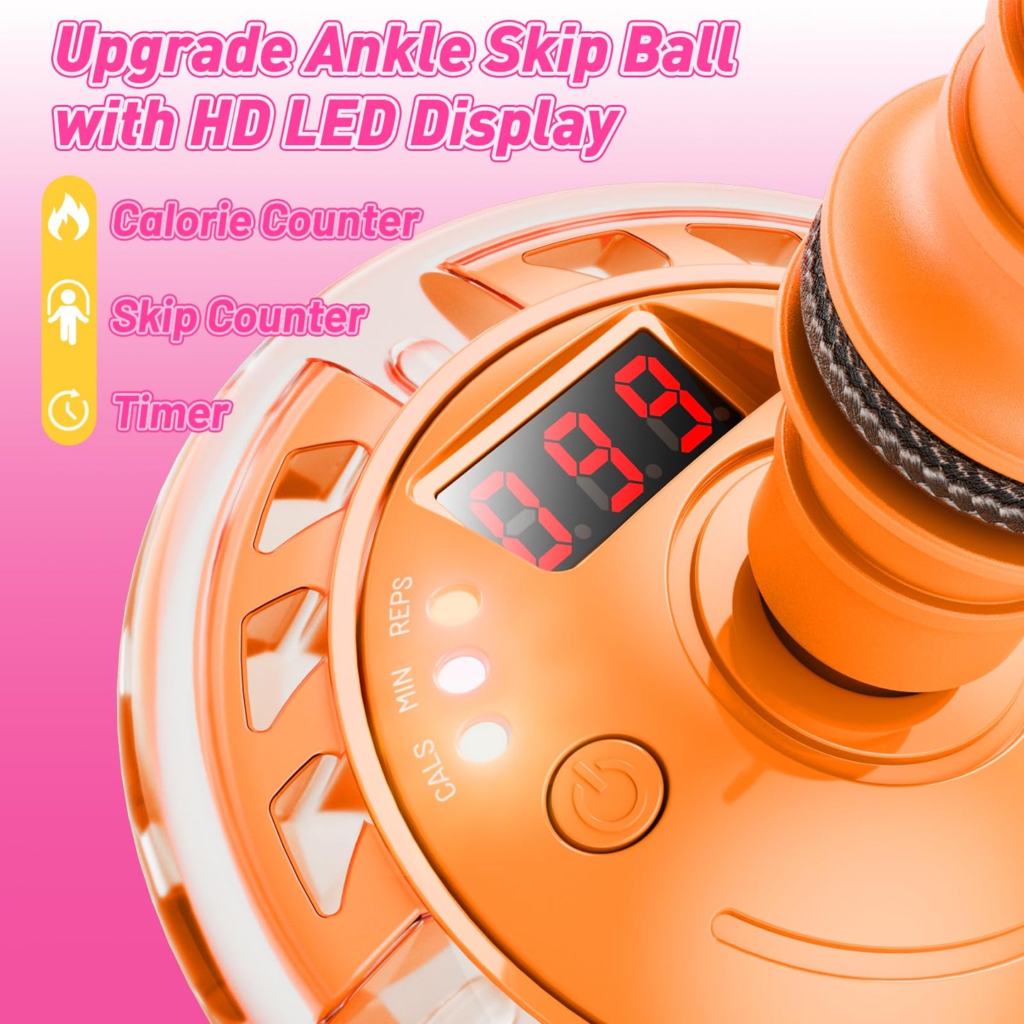 Hot Bee Ankle Skip Ball for Kids with Counter, Timer, Cal Calculator, Girl Birthday Gifts for Age 5 6 7 8 9 10+, Rechargeable Foldable Sports Toy Skip it Toy for Kids Xmas Present