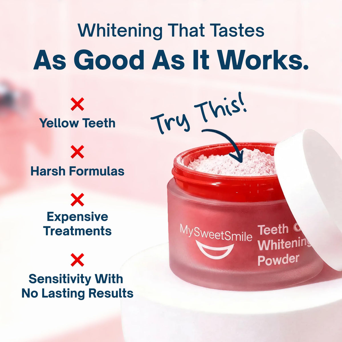 MySweetSmile 3-in-1 Teeth Whitening Powder – 6 Month Supply – Mint Flavour