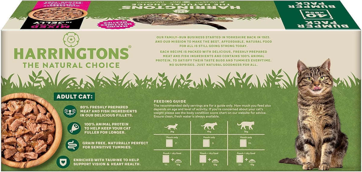 Harringtons Complete Wet Adult Cat Food Pouch Mixed in Jelly Pack 40x85g