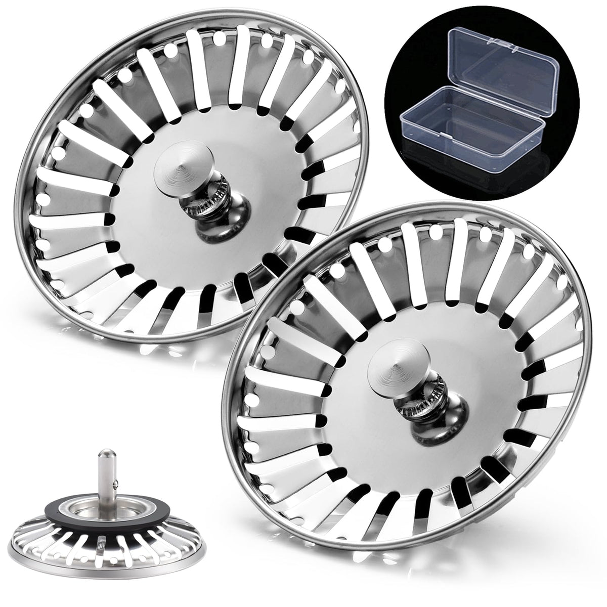 Upgraded Kitchen Sink Plug Strainer Stainless Steel Strainers Sink Plugs Replacement Drain Stopper for Food/Hair Catcher - UK Sinks Hole Diameter (78mm)