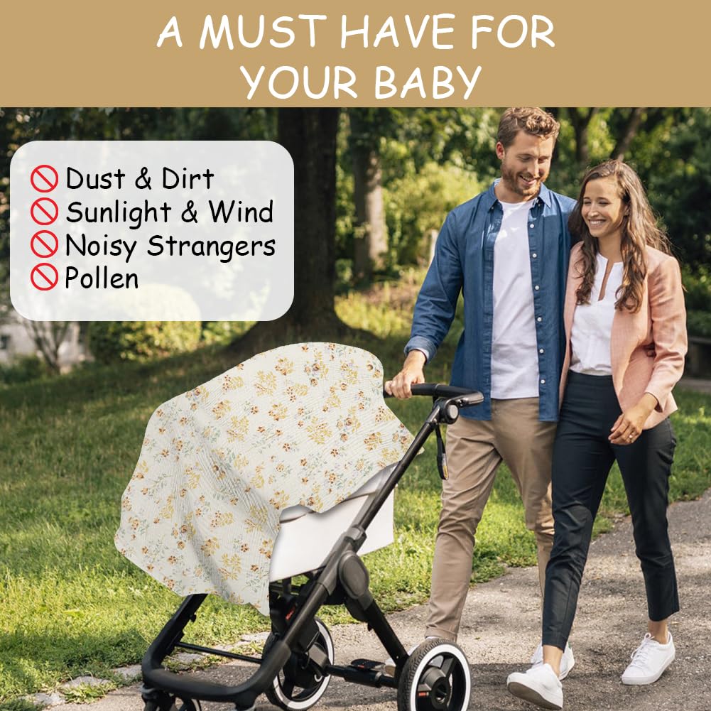Aolso Breastfeeding Cover Nursing Cover, Muslin Cotton Soft Breathable Nursing Cover, Adjustable Strap Breast Feeding Coverall for Car Seat Blanket and Stroller Coverall (Green)
