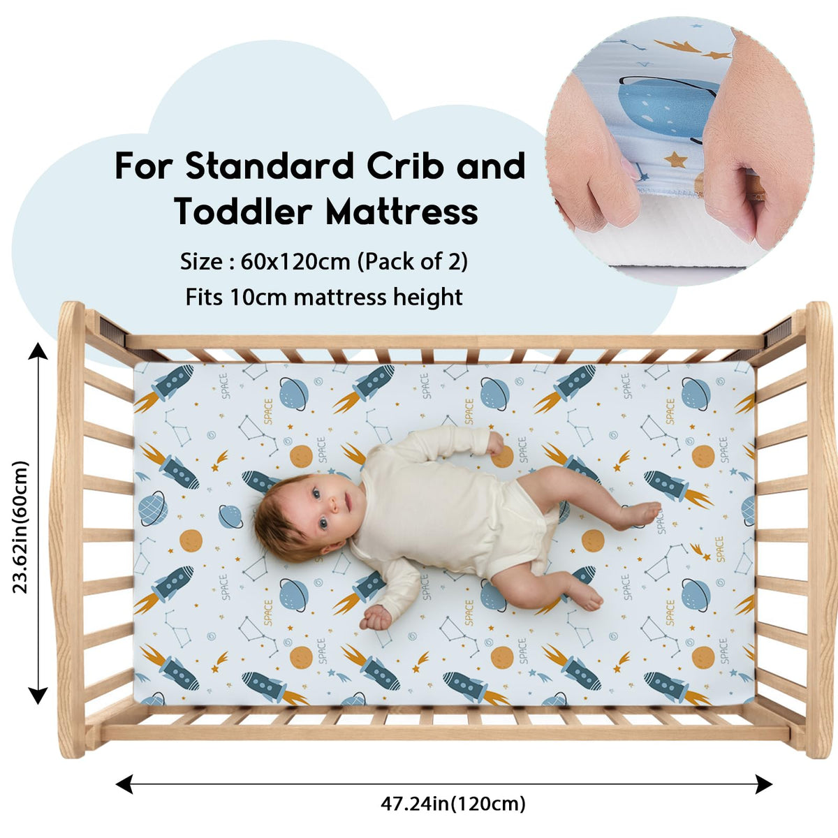 Yoofoss Moses Basket Sheets 41 x 84 cm, Fitted Soft & Breathable Microfiber Pram Sheet for Newborn Baby Boy and Girl, Crib Bassinet Mattress Protector Snuzpod Bedside 2 Pack