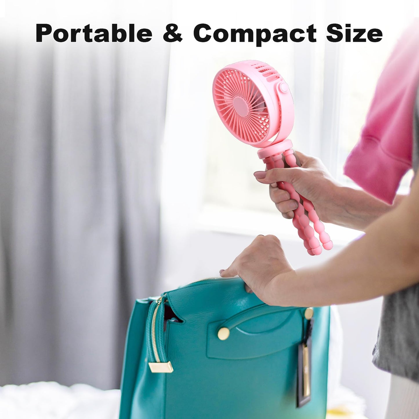 Baby Stroller Fan,20H Work Time Buggy Battery Powered Clip on Fan with Flexible Tripod Travel Beach Essentials for Car Seat Pram Crib Bike Treadmill Umbrella Wheelchairs Camping