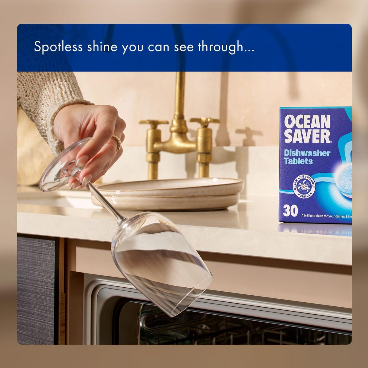 OceanSaver Eco-Friendly Dishwasher Tablets, Pack of 30 | 3-in-1