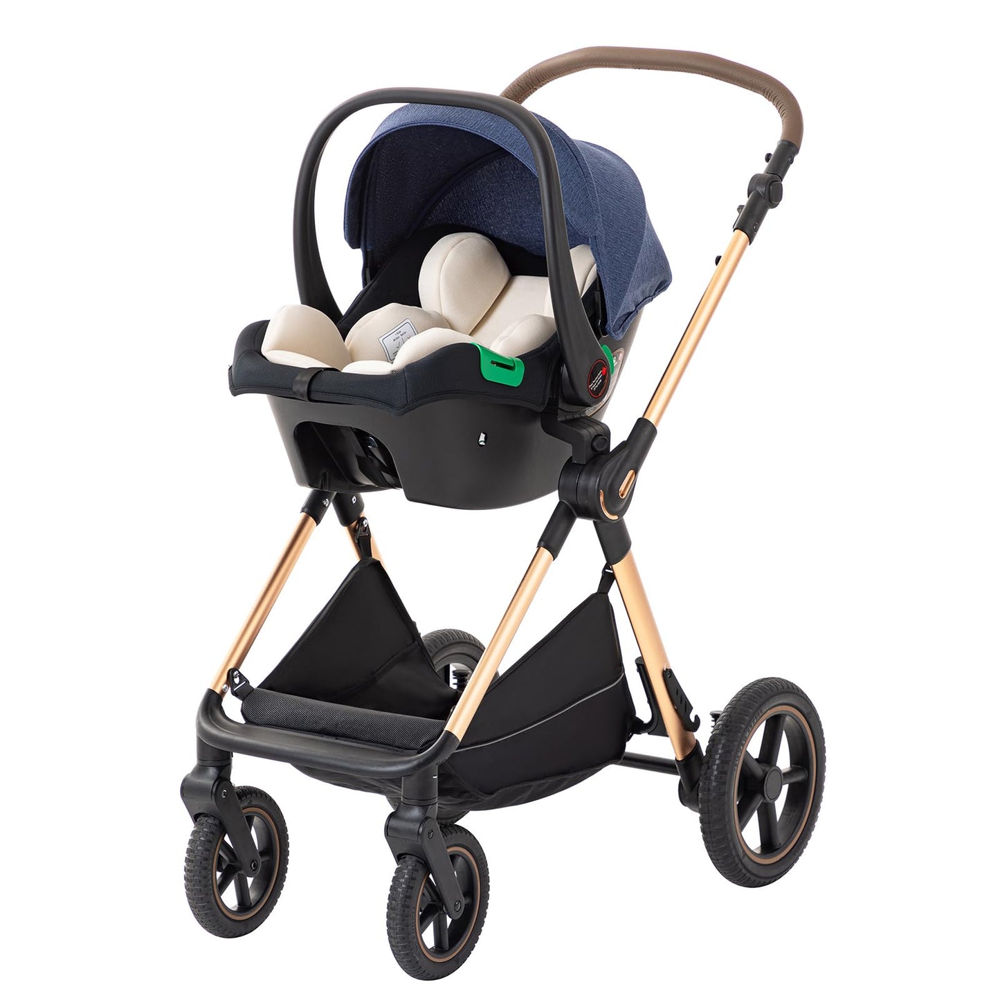 BEBBY Stroller 3-in-1 Baby 3 in 1 with Seat with Foldable Aluminium Frame, Compact Stroller with Adjustable Armrests, Combined Strollers,High Landscape Travel Pushchair (gen-H9-PINK, H9)
