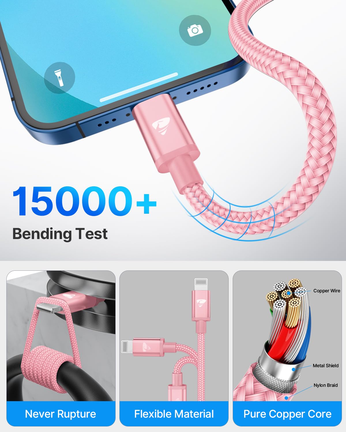 Aioneus USB C to Lightning Cable 2M [Apple MFi Certified] iPhone Fast Charger Cable USB-C Charging Lead Cord for iPhone14/13/12/12 PRO Max/12 Mini/11/11PRO/XS/Max/XR/X/8/8Plus/iPad