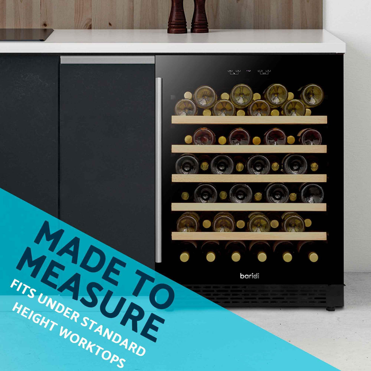 Dellonda Baridi 12 Bottle Wine Fridge with Digital Touch Screen Controls, Metal Shelves & LED Light, Black - DH73
